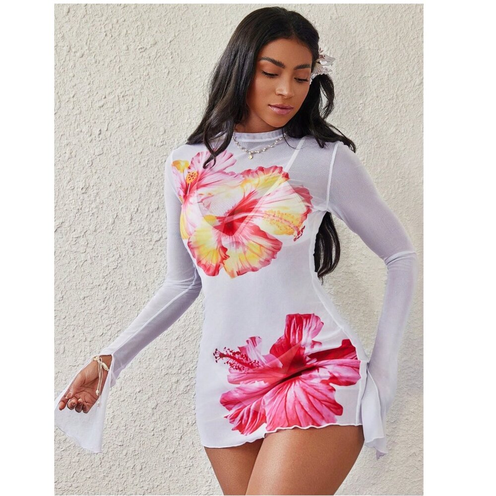 2 for $10 Mock Neck Mesh Mini Dress Large